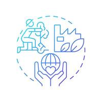 Climate action blue gradient concept icon. Green production, forestation. Ecology preservation. Round shape line illustration. Abstract idea. Graphic design. Easy to use in infographic, presentation vector