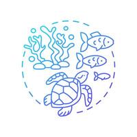 Life below water blue gradient concept icon. Ecology preservation, ecosystem. Sea animals, ocean. Round shape line illustration. Abstract idea. Graphic design. Easy to use in infographic, presentation vector