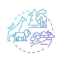 Life on land blue gradient concept icon. Forest animals, ecology. Mammals, wildlife. Round shape line illustration. Abstract idea. Graphic design. Easy to use in infographic, presentation vector