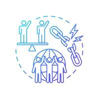 Reduced inequalities blue gradient concept icon. Social equality, community. Political inclusion. Round shape line illustration. Abstract idea. Graphic design. Easy to use in infographic, presentation vector