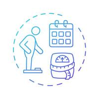 Weight history blue gradient concept icon. Fat measurement, scales. Obesity management, control. Round shape line illustration. Abstract idea. Graphic design. Easy to use in infographic, presentation vector