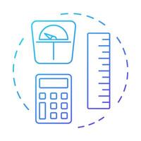 BMI blue gradient concept icon. Body mass index. Fat calculation, measurement tools. Round shape line illustration. Abstract idea. Graphic design. Easy to use in infographic, presentation vector