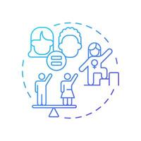 Gender equality blue gradient concept icon. Social justice, inclusion. Society balance. Round shape line illustration. Abstract idea. Graphic design. Easy to use in infographic, presentation vector