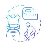 Waist size blue gradient concept icon. Measuring tape, human body. Obesity management. Round shape line illustration. Abstract idea. Graphic design. Easy to use in infographic, presentation vector