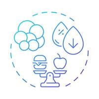 Cholesterol blue gradient concept icon. Meal control, food weight. Molecules, biochemistry. Round shape line illustration. Abstract idea. Graphic design. Easy to use in infographic, presentation vector