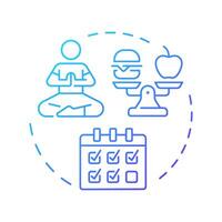 Lifestyle therapy blue gradient concept icon. Meal control, food products. Schedule, healthcare. Round shape line illustration. Abstract idea. Graphic design. Easy to use in infographic, presentation vector