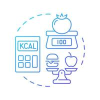 Cutting calories blue gradient concept icon. Meal control, food weight. Nutrition, healthcare. Round shape line illustration. Abstract idea. Graphic design. Easy to use in infographic, presentation vector