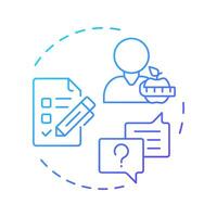 Nutrition counseling blue gradient concept icon. Healthcare professional, therapist. Round shape line illustration. Abstract idea. Graphic design. Easy to use in infographic, presentation vector