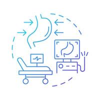 Endoscopic management blue gradient concept icon. Medical diagnostic, analysis. Treatment, therapy. Round shape line illustration. Abstract idea. Graphic design. Easy to use in infographic vector