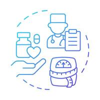 Pharmacotherapy blue gradient concept icon. Medicine prescription, medicaments. Weight measurement. Round shape line illustration. Abstract idea. Graphic design. Easy to use in infographic vector