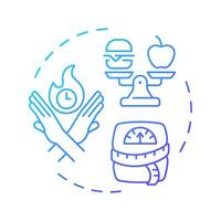 Transitional weight loss blue gradient concept icon. Measuring tape, scales. Meal size. Round shape line illustration. Abstract idea. Graphic design. Easy to use in infographic, presentation vector