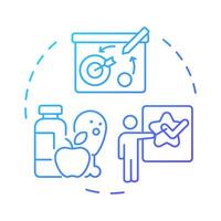Advise blue gradient concept icon. Healthy food, healthcare. Strategy, plan. Goal setting. Round shape line illustration. Abstract idea. Graphic design. Easy to use in infographic, presentation vector