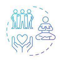 Assist blue gradient concept icon. Healthy lifestyle. Friendship, relationship. Meditation, healthcare. Round shape line illustration. Abstract idea. Graphic design. Easy to use in infographic vector