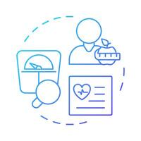 Assess blue gradient concept icon. Weight control, management. Health care, diagnosis. Round shape line illustration. Abstract idea. Graphic design. Easy to use in infographic, presentation vector