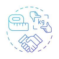 Agree blue gradient concept icon. Weight measurement, management. Goal setting, milestone. Round shape line illustration. Abstract idea. Graphic design. Easy to use in infographic, presentation vector