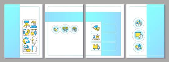 Sustainable food systems brochure template. Natural products. Production, technology. Leaflet design with linear icons. Editable 4 layouts vector
