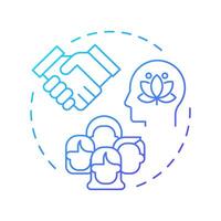 Social sustainability blue gradient concept icon. Equal society, community. Teamwork, partnership. Round shape line illustration. Abstract idea. Graphic design. Easy to use in infographic vector