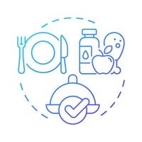 Food consumption blue gradient concept icon. Dinner tableware, service. Natural products, nutrition. Round shape line illustration. Abstract idea. Graphic design. Easy to use in infographic vector