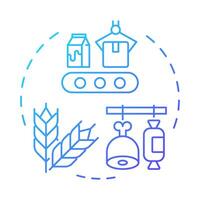 Food systems blue gradient concept icon. Production technology, supply chain. Conveyor belt. Round shape line illustration. Abstract idea. Graphic design. Easy to use in infographic, presentation vector