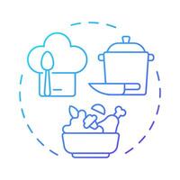 Food skills blue gradient concept icon. Products preparation, tableware cleaning. Round shape line illustration. Abstract idea. Graphic design. Easy to use in infographic, presentation vector