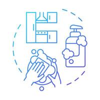 Clean blue gradient concept icon. Tableware washing. Cleaning tools, chemicals. Round shape line illustration. Abstract idea. Graphic design. Easy to use in infographic, presentation vector