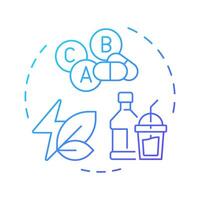 Functional beverages blue gradient concept icon. Healthcare vitamins, probiotics. Healthy diet. Round shape line illustration. Abstract idea. Graphic design. Easy to use in infographic, presentation vector
