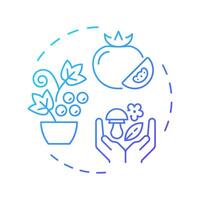 Plant-based food blue gradient concept icon. Organic products, agriculture. Harvesting, farming. Round shape line illustration. Abstract idea. Graphic design. Easy to use in infographic, presentation vector