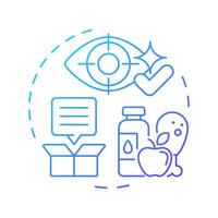 Food transparency blue gradient concept icon. Products safety. Industry regulation, compliance. Round shape line illustration. Abstract idea. Graphic design. Easy to use in infographic, presentation vector