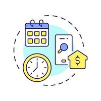 Book shared spaces multi color concept icon. Scheduling software, time management. Round shape line illustration. Abstract idea. Graphic design. Easy to use in infographic, presentation vector