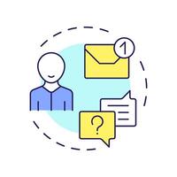 Receiving employee notification multi color concept icon. Alert message, communication. Round shape line illustration. Abstract idea. Graphic design. Easy to use in infographic, presentation vector