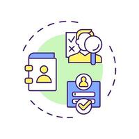 Registration and pre registration multi color concept icon. Personal information, access. Round shape line illustration. Abstract idea. Graphic design. Easy to use in infographic, presentation vector