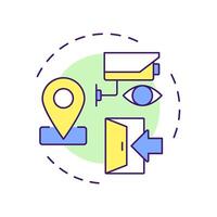Check in and check out multi color concept icon. Surveillance monitoring, tracking. Round shape line illustration. Abstract idea. Graphic design. Easy to use in infographic, presentation vector