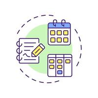 Visitor scheduling system multi color concept icon. Planning software, time management. Round shape line illustration. Abstract idea. Graphic design. Easy to use in infographic, presentation vector