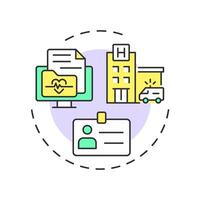 Hospital visitors logging multi color concept icon. Security measures, safety. Access control. Round shape line illustration. Abstract idea. Graphic design. Easy to use in infographic vector