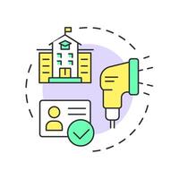 School visitor sign in systems multi color concept icon. Access control, management. Round shape line illustration. Abstract idea. Graphic design. Easy to use in infographic, presentation vector