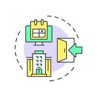 Office visitor check in and scheduling multi color concept icon. Access software, technology. Round shape line illustration. Abstract idea. Graphic design. Easy to use in infographic vector