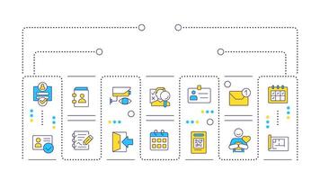 VMS word concept isolated on white. Scheduling system, verification technology. Personnel tracking. Creative illustration banner surrounded by editable line colorful icons vector