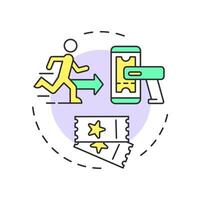 Event venues ticketing multi color concept icon. Security software, entertainment. Round shape line illustration. Abstract idea. Graphic design. Easy to use in infographic, presentation vector