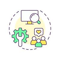 Social listening tool multi color concept icon. Media analysis, monitoring. Research, marketing. Round shape line illustration. Abstract idea. Graphic design. Easy to use in infographic vector
