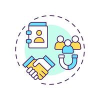 Generate leads multi color concept icon. Marketing strategy, planning. Customer service. Round shape line illustration. Abstract idea. Graphic design. Easy to use in infographic, presentation vector