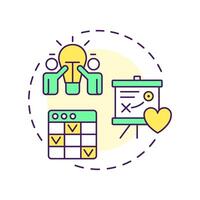Create action plans multi color concept icon. Team work, brainstorm. Business strategy. Round shape line illustration. Abstract idea. Graphic design. Easy to use in infographic, presentation vector