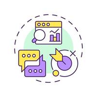 Topics analysis multi color concept icon. Online communication, statistics. Target audience. Round shape line illustration. Abstract idea. Graphic design. Easy to use in infographic, presentation vector