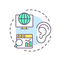 Social listening multi color concept icon. Statistical metrics, internet analysis. Round shape line illustration. Abstract idea. Graphic design. Easy to use in infographic, presentation vector