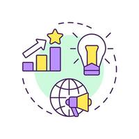 Industry trends analysis multi color concept icon. Internet, communication. Social media. Round shape line illustration. Abstract idea. Graphic design. Easy to use in infographic, presentation vector
