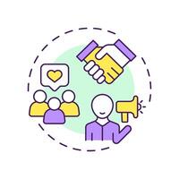 Influencer identification multi color concept icon. Social media, communication. Round shape line illustration. Abstract idea. Graphic design. Easy to use in infographic, presentation vector