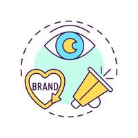 Brand recognition multi color concept icon. Advertising, promoting. Marketing strategy. Round shape line illustration. Abstract idea. Graphic design. Easy to use in infographic, presentation vector