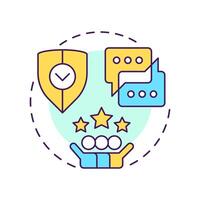Brand reputation multi color concept icon. Customer service, rating. Communication, conversation. Round shape line illustration. Abstract idea. Graphic design. Easy to use in infographic vector