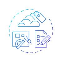 Bill of materials blue gradient concept icon. MRP input. List of components required to manufacture product. Round shape line illustration. Abstract idea. Graphic design. Easy to use in article vector