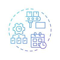 Master production schedule blue gradient concept icon. Products manufacture planning process. MRP input. Round shape line illustration. Abstract idea. Graphic design. Easy to use in booklet vector