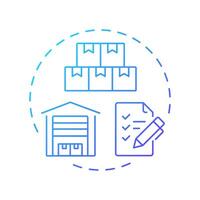 Inventory status file blue gradient concept icon. Record of up to date manufacturing information. MRP input. Round shape line illustration. Abstract idea. Graphic design. Easy to use in article vector